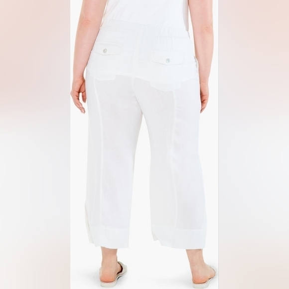 NIC & Zoe Rumba Park Crop Wide Leg Linen Blend Pants White Size 12 - Picture 4 of 8